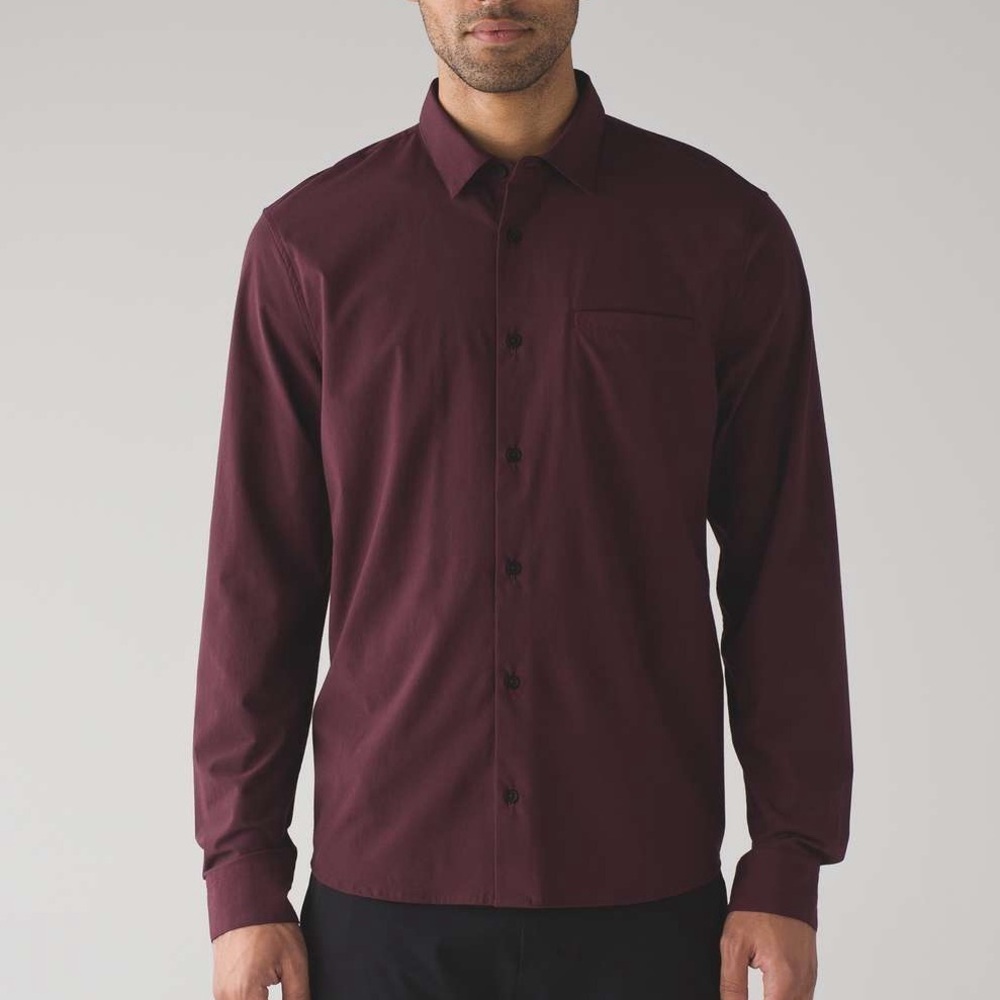 Lululemon Off The Chain Buttondown Cassis Red Long Sleeve Shirt